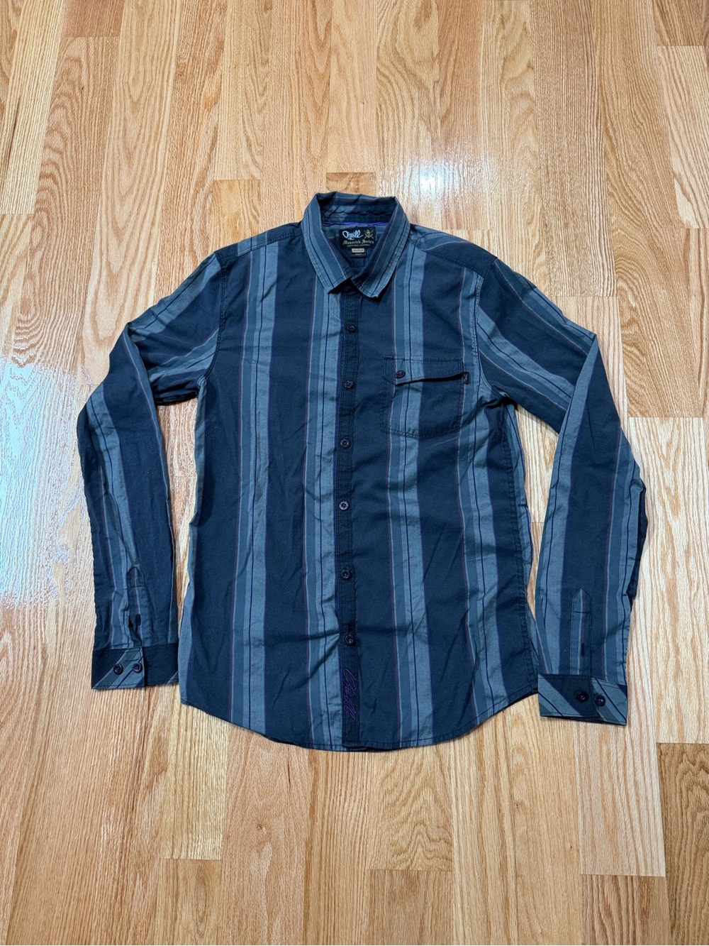 O'Neill Maverick Series Mens M Striped Long Sleeve Button-Up Shirt